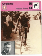 Fiche Cyclisme Nicolas FRANTZ Editions Rencontre 1977 Format 16 X 12 Cm - Sports