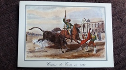 CPM COURSE DE TOROS TAUREAUX GRAVURE DE 1820 LE PICADOR HARCELANT LE TORO ED ELCE TOILEE 1981 PLIEE - Bull