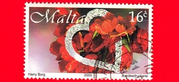 MALTA - Usato - 2000 - Auguri - Feasts - Fiori E Cuore D'argento - 16 - Malta
