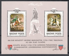 250th Anniv Of Birth George Washington - MNH Block - Hungary 1982 - George Washington