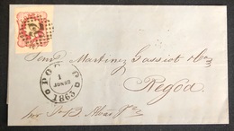 Lettre De 1862 Louis 1er N°15 25 Réis Rose Obl GC 52 De Porto Tres Grandes Marges LUXE - Storia Postale