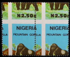 NIGERIA 1990 Mountain Gorilla N2.40 PAIR ERROR:PERF. (A) - Gorilles