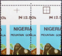 NIGERIA 1990 Mountain Gorilla N2.40 MARG.PAIR ERROR:PERF - Gorilles