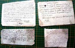 39 SAINT AMOUR PERIODE NAPOLEONIENNE 4 BILLETS DE REQUISITION MANUSCRITS PAR LE MAIRE  PAIN BARRIQUE DE VIN ETC... - ... - 1799