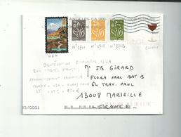 Lettre Des USA Pour MARSEILLE....affranchissement Fantaisiste......a Circulé.....Los Angéles 2006........ - Used Stamps