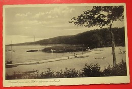 I2- Germany Vintage Postcard-Badestrand Am Schwielowsee In Ferch, Boat, People On Beach - Schwielowsee