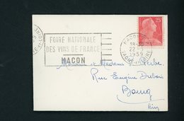 FRANCE MARIANNE DE MULLER N° Yt 1011C IMPRESSION MACULÉE SUR LETTRE DE 1959 - Brieven En Documenten