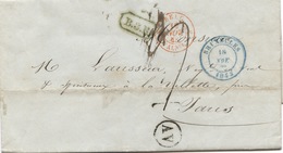 BELGIQUE - CAD BRUXELLES + BOITE AV SUR LETTRE AVEC CORRESPONDANCE DE BRUXELLES POUR LA FRANCE, 1843 - 1830-1849 (Onafhankelijk België)