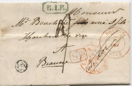 BELGIQUE - CAD BOUSSU + BOITE E SUR LETTRE AVEC CORRESPONDANCE DE WASMES POUR LA FRANCE, 1843 - 1830-1849 (Belgique Indépendante)