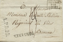 BELGIQUE - TONGEREN + L.P.B.2.R. + PAYS BAS PAR GIVET SUR LETTRE POUR LA FRANCE, 1820 - 1815-1830 (Période Hollandaise)