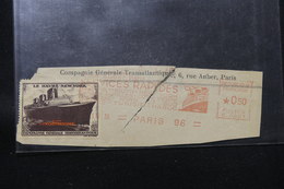 FRANCE - Vignette Du Paquebot Normandie Sur Fragment De La Cie Générale Transatlantique En 1935 - L 58322 - Cartas & Documentos