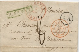 BELGIQUE - CAD COUVIN + BOITE AX SUR LETTRE AVEC CORRESPONDANCE DE PETIGNY POUR LA FRANCE, 1849 - 1830-1849 (Unabhängiges Belgien)