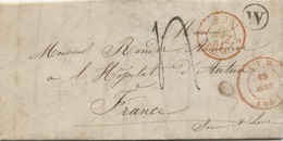 BELGIQUE - CAD ATH + SR + BOITE W SUR LETTRE AVEC CORRESPONDANCE DE BELOEIL  POUR LA FRANCE, 1851 - Otros & Sin Clasificación