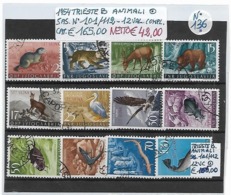 ITALIA ʘ 1954 TRIESTE Zona B - ANIMALI, SERIE COMPLETA 12 VALORI - Usati