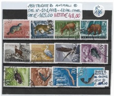 ITALIA ʘ 1954 TRIESTE Zona B - ANIMALI, SERIE COMPLETA 12 VALORI - Usados