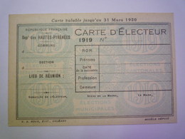 2020 - 5116  CARTE D'ELECTEUR  VIERGE  (Hautes-Pyrénées  1919)   XXX - Zonder Classificatie