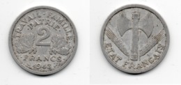 2 Francs - Bazor, Francisque - Aluminium - ETAT B - 1943 - G 536 - F 270-2 - 2 Francs