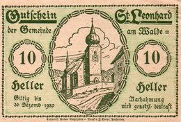 AUSTRIA NOTGELD- Österreich-10 Heller 1921- St. Leonhard Am Walde  UNC - Autriche