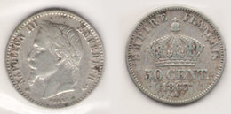 FRANCIA - 1867 NAPOLEON III - 50 Cent. Argento - 50 Centimes