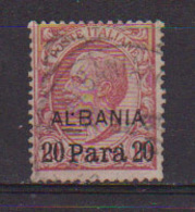 REGNO D'ITALIA LEVANTE 1907 EMISSIONI PER L'ALBANIA FRANCOBOLLI SOPRASTAMPATI"ALBANIA" SASS. 8 USATO VF - Albania