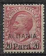 REGNO D'ITALIA LEVANTE 1907 EMISSIONI PER L'ALBANIA FRANCOBOLLI SOPRASTAMPATI"ALBANIA" SASS. 8 MLH VF - Albanien