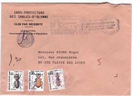 FRANCE : Divers Taxes  Insectes Sur Lettre Cachet Rouge De La Mothe Achard - 1859-1959 Covers & Documents