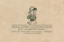 Weggis Pub Hotel Rossli Famille Hofmann . Petite Fille Nue Et Fleurs . 13 Par 8,5 Cms . Non Carte Postale - Weggis