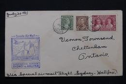 CANADA - Enveloppe Par 1er Vol Spécial Sydney / Halifax En 1935, Affranchissement Et Cachets Plaisants - L 58381 - Primi Voli