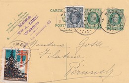 DDW 961  --  Vignette Antituberculeux Sur Entier Postal Houyoux WASMES 1926 Vers PERUWELZ - Erinnofilia [E]