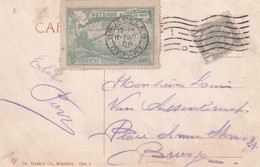 DDW 964  --  RARE Vignette Touristique OSTENDE Sur Carte-Vue TP Armoiries Bruxelles 1908 - Erinnofilia [E]