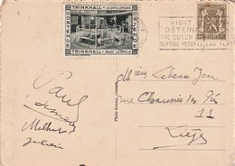 DDW 967  --  Vignette Touristique OOSTENDE Trinkhall -Leopoldspark S/ Carte-vue TP Petit Sceau OOSTENDE 1936 Vers Liège - Erinnofilia [E]