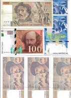 FRANCIA France 7 Banconote 100 FRANCS 1993-1998 + 50 Francs 1992-1993 + 20 Francs 1990-1991-1993 LOTTO 2125 - 20 F 1980-1997 ''Debussy''