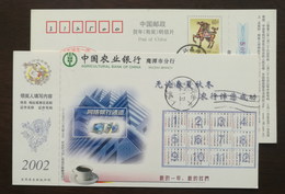 Coffee Cup,China 2002 China Agricultural Bank Yingtan Branch E-banking Business Advertising Pre-stamped Card - Autres & Non Classés
