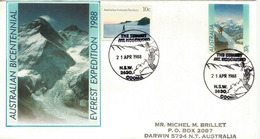 Expédition Australienne Au Sommet De L'Everest 8848 M. (West Rige & South Col) Année 1988.Entier Postal (rare) - Préservation Des Régions Polaires & Glaciers
