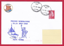 4667 Marine, FREMM Normandie (N°2), DLD 2019-2020, Escale à New York, USA, Oblit. Manuelle Circulaire V SPID 11188, 28-1 - Scheepspost
