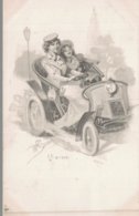 ILLUSTRATEUR  W. BRAUN  JEUNE COUPLE EN VIEILLE VOITURE - Braun, W.