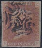 GRAN BRETAGNA 1841 1d RED  LETT. KF  PLATE 13   SUPERB USED STAMP BMC - Gebraucht