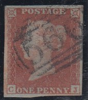 GRAN BRETAGNA 1841 1d RED  LETT. CJ  PLATE 136   SUPERB USED STAMP CANCELLED " 560 " OF NEWPORT - Used Stamps