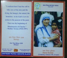 Mother Teresa, Booklet,carnet, India, Nobel Prize,women On Stamp,social Worker,India 2014 - Mother Teresa