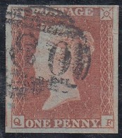 GRAN BRETAGNA 1841 1d RED  LETT. QF  PLATE 93   SUPERB USED STAMP - Gebraucht