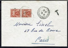 Monaco - 1946 - Enveloppe De Monte-Carlo, Pas Affranchie, Taxée Type Gerbes Paire à 6 F Sur Enveloppe Vers Paris - B/TB. - Brieven En Documenten