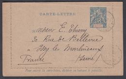 1900. GUADELOUPE Et DEPENDANCES. CARTE LETTRE.  15 C. Blue. POINTE A PINTRE GUADELOPE... () - JF321968 - Storia Postale