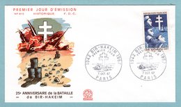 FDC France 1967 - Anniversaire De La Victoire De Bir-Hakeim - Paris YT 1532 - Paris - 1960-1969