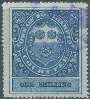 GREAT BRITAIN ENGLAND British(TOWN OF SOUTHAMPTON - COURT FEE)Revenue Tax Stamp One Shilling Used.very Rare! - Unclassified