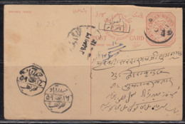 Postage Due Hyderabad, Used Postcard, British India, As Scan - Hyderabad