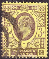 GREAT BRITAIN 1906 KEVII 3d Dull Purple/Orange-Yellow SG232a Used - Ongebruikt