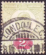 GREAT BRITAIN 1902 KEDVII 2d Yellowish Greene & Carmine-Red SG225 Used - Unused Stamps