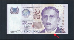 Banknote-Singapore $2 Portrait Series Aligned Cutting Error OGS291200 (#166)  AU - Singapur