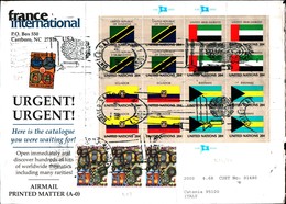 389g) LETTERA VIA AEREA CON FOGLIETTO DELL'ONU  N Y- SERIE BANDIERE +ALTRI VALORI PER CATANIA IL 4-3 2000 - Lettres & Documents