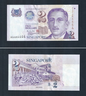 Banknote - AU Repeater Lucky Number Singapore $2 Banknote OGH 964444 (#167) - Singapur